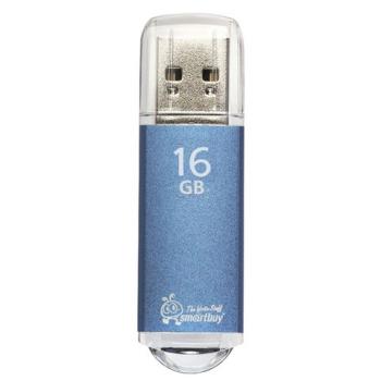 Флеш-диск 16 GB, SMARTBUY V-Cut, USB 2.0, металлический корпус, синий, SB16GBVC-B - Премиум Сервис