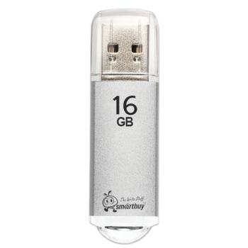 Флеш-диск 16 GB, SMARTBUY V-Cut, USB 2.0, металлический корпус, серебристый, SB16GBVC-S - Премиум Сервис