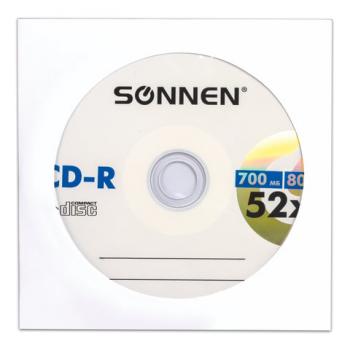 Диск CD-R SONNEN, 700 Mb, 52x, бумажный конверт (1 штука), 512573 - Премиум Сервис