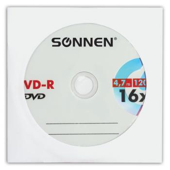 Диск DVD-R SONNEN, 4,7 Gb, 16x, бумажный конверт (1 штука), 512576 - Премиум Сервис