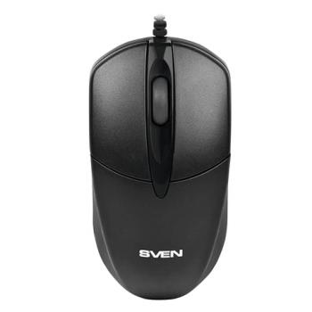 Мышь проводная SVEN RX-112, USB, 2 кнопки+1 колесо-кнопка, оптическая, черная, SV-03200112UB - Премиум Сервис