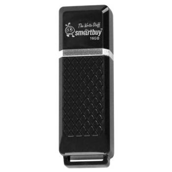 Флеш-диск 16 GB, SMARTBUY Quartz, USB 2.0, черный, SB16GBQZ-K - Премиум Сервис