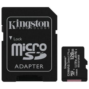 Карта памяти microSDXC 128 GB KINGSTON Canvas Select Plus UHS-I U1,100 Мб/с (class 10), адаптер, SDCS2/128 GB, SDCS2/128GB - Премиум Сервис