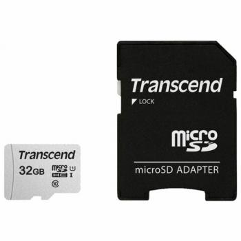 Карта памяти microSDHC 32 GB TRANSCEND UHS-I U3, 95 Мб/сек (class 10), адаптер, TS32GUSD300S-A - Премиум Сервис