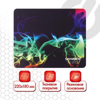 Коврик для мыши SONNEN "SMOKE", резина + ткань, 220х180х3 мм, 513289 - Премиум Сервис