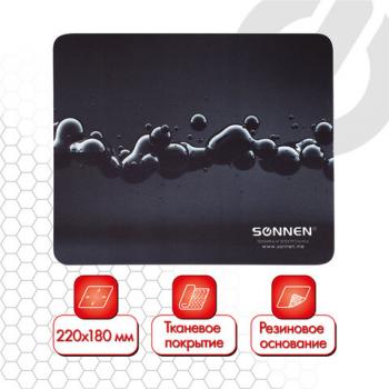Коврик для мыши SONNEN "DROPS", резина + ткань, 220х180х3 мм, 513290 - Премиум Сервис