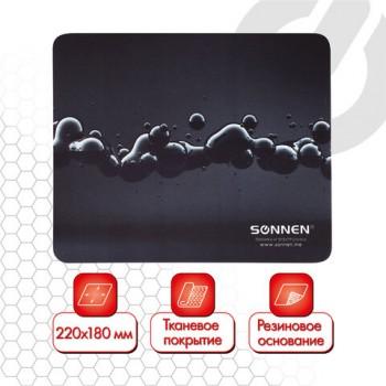 Коврик для мыши SONNEN "DROPS", резина + ткань, 220х180х3 мм, 513290 - Премиум Сервис