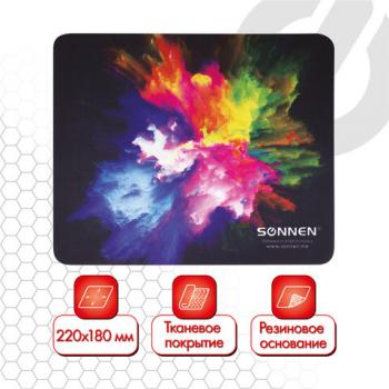 Коврик для мыши SONNEN "EXPLOSIVE", резина + ткань, 220х180х3 мм, 513291 - Премиум Сервис
