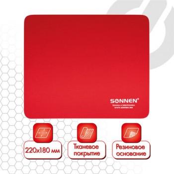 Коврик для мыши SONNEN "RED", резина + ткань, 220х180х3 мм, 513306 - Премиум Сервис