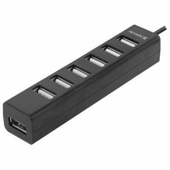 Хаб DEFENDER Quadro Swift, USB 2.0, 7 портов, черный, 83203 - Премиум Сервис