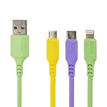 Кабель для зарядки 3 в 1 USB 2.0-Micro USB/Type-C/Lightning, 1 м, SONNEN, медь, 513562 - Премиум Сервис