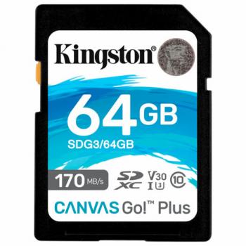 Карта памяти SDXC 64GB KINGSTON Canvas Go Plus, UHS-I U3, 170 Мб/с (class 10), SDG3/64GB - Премиум Сервис