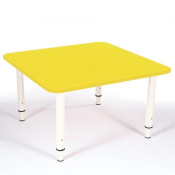 Стол детский "Дошколенок", 700х700х400-580 мм, регулируемый, рост 0-3 (85-145 см), пластик, желтый, слоновая кость - Премиум Сервис
