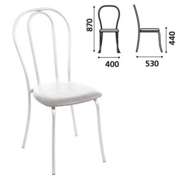 Стул для столовых, кафе, дома "Вереск", белый каркас, кожзам светло-серый, СМ7/6-05 К-05 - Премиум Сервис