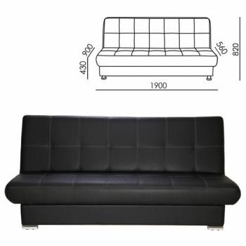 Диван мягкий раскладной "Модесто", 1900х900х820 мм, экокожа, черный - Премиум Сервис