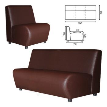 Диван мягкий трехместный "Клауд", "V-600", 1540х750х780 мм, без подлокотников, экокожа, коричневый - Премиум Сервис