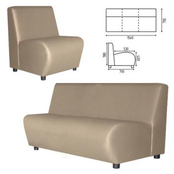 Диван мягкий трехместный "Клауд", "V-600", 1540х750х780 мм, без подлокотников, экокожа, бежевый - Премиум Сервис