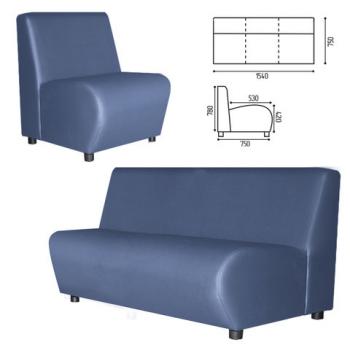 Диван мягкий трехместный "Клауд", "V-600", 1540х750х780 мм, без подлокотников, экокожа, голубой - Премиум Сервис