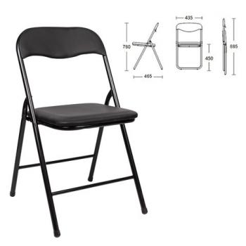 Стул складной для дома и офиса BRABIX "Golf CF-007", черный каркас, кожзам черный, 531565 - Премиум Сервис