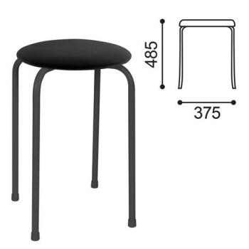 Табурет РС01-Т011В, черный каркас, кожзам черный, РС01-Т011В-201- - Премиум Сервис