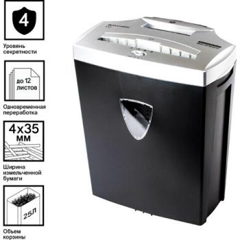 Уничтожитель (шредер) BRAUBERG S12, 4 уровень секретности, фрагменты 4х35 мм, 12 листов, 25 л, 531774 - Премиум Сервис