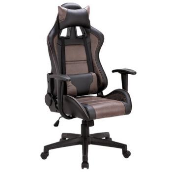 Кресло компьютерное BRABIX "GT Racer GM-100", две подушки, ткань, экокожа, черное/коричневое, 531819 - Премиум Сервис