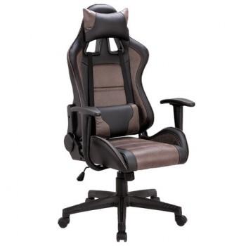 Кресло компьютерное BRABIX "GT Racer GM-100", две подушки, ткань, экокожа, черное/коричневое, 531819 - Премиум Сервис