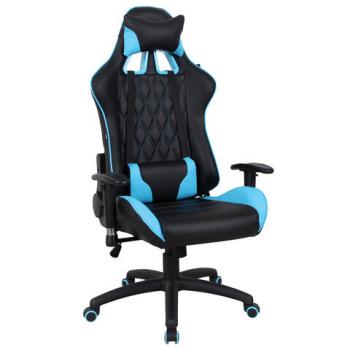 Кресло компьютерное BRABIX "GT Master GM-110", две подушки, экокожа, черное/голубое, 531928 - Премиум Сервис