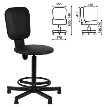 Кресло кассира, ресепшн РС37, без подлокотников, кожзам, черное - Премиум Сервис