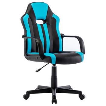 Кресло компьютерное "BRABIX Stripe GM-202", экокожа, черное/голубое, 532509 - Премиум Сервис