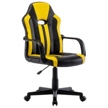 Кресло компьютерное BRABIX "Stripe GM-202", экокожа, черное/желтое, 532510 - Премиум Сервис