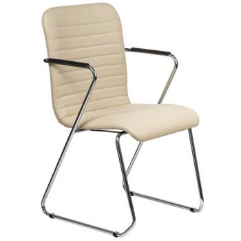 Кресло для приемных и переговорных BRABIX "Visit CF-101", хром, экокожа, бежевое, 532560 - Премиум Сервис