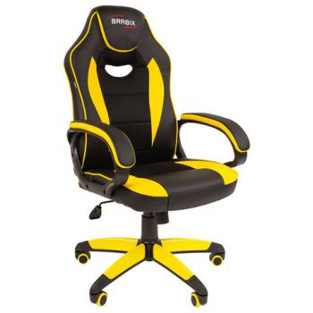 Кресло компьютерное BRABIX "Blaze GM-162", TW/экокожа, черное/желтое, 532579, 7083507 - Премиум Сервис