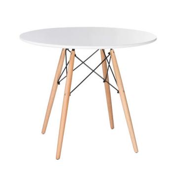 Стол обеденный BRABIX "Eames T-01", круглый диаметр 80 см, опоры дерево, пластик белый, 532633 - Премиум Сервис