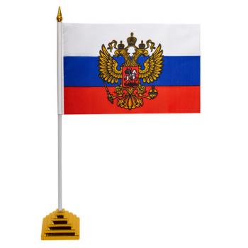 Флаг России настольный 14х21 см, с гербом РФ, BRAUBERG, 550183, RU20 - Премиум Сервис