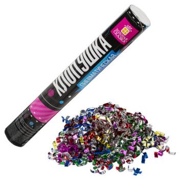 Хлопушка пневматическая ЗОЛОТАЯ СКАЗКА 30 см, фольга, серпантин, ассорти, 591474 - Премиум Сервис