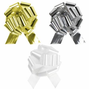 Бант-шар d = 15 см для подарка, НАБОР 3 шт., цвета металл серебристый, металл золотистый, белый, ЗОЛОТАЯ СКАЗКА, 591832 - Премиум Сервис