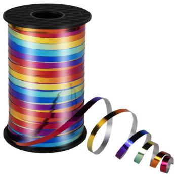 Лента упаковочная декоративная для шаров и подарков, мультицветный металлик, 5 мм х 250 м, ЗОЛОТАЯ СКАЗКА, 591844 - Премиум Сервис