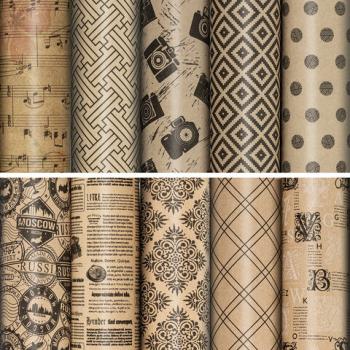 Бумага упаковочная "Kraft Unlimited", 70x100 см, 10 дизайнов ассорти, ЗОЛОТАЯ СКАЗКА, 591913 - Премиум Сервис