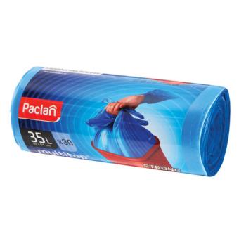 Мешки для мусора, 35 л, с ушками, синие, рулон 30 шт., ПНД, 10,5 мкм, 50х64 см, PACLAN "Multitop" - Премиум Сервис