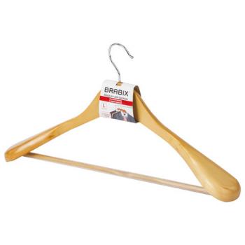 Вешалка-плечики, размер 48-50, деревянная, анатомическая, перекладина, цвет сосна, BRABIX "Люкс", 601163 - Премиум Сервис