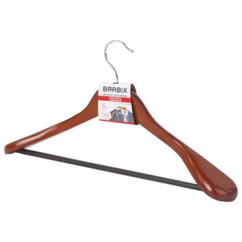 Вешалка-плечики, размер 48-50, деревянная, анатомическая, перекладина, цвет вишня, BRABIX "Люкс", 601164 - Премиум Сервис