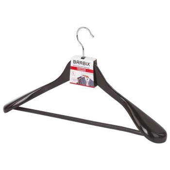 Вешалка-плечики, размер 48-50, деревянная, анатомическая, перекладина, цвет шоколад, BRABIX "Люкс", 601165 - Премиум Сервис