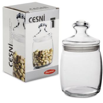 Банка с крышкой "Cesni" для сыпучих продуктов, 1 шт., 940 мл, стекло, PASABAHCE, 97560 - Премиум Сервис