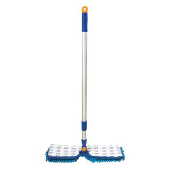 Швабра двусторонняя 40 см, телескопический черенок 130 см (алюминий), резьба 1,6 см, микрофибра, LAIMA, 601465 - Премиум Сервис