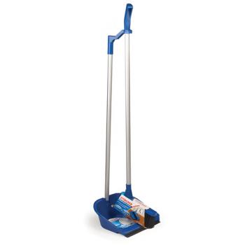 Совок для мусора LAIMA со щеткой-сметкой, алюминиевая ручка 70 см, пластик, резиновая кромка, для дома и офиса, 601472 - Премиум Сервис