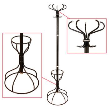 Вешалка-стойка Ажур-3Ф, 1,9 м, основание 46 см, 5 крючков+место для зонтов, металл, черная - Премиум Сервис