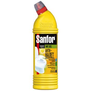 Средство для уборки туалета 750 г, SANFOR WC gel (Санфор гель) "Лимонная свежесть", 1550 - Премиум Сервис