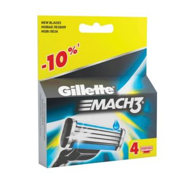 Сменные кассеты для бритья 4 шт., GILLETTE (Жиллет) "Mach3", для мужчин - Премиум Сервис