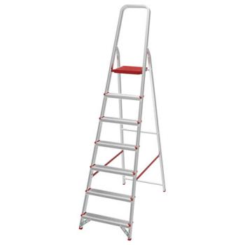 Стремянка алюминиевая 7 стандартных ступеней 9 см, площадка 1,5 м, нагрузка 225 кг, вес 7 кг, НОВАЯ ВЫСОТА, 3110107 - Премиум Сервис
